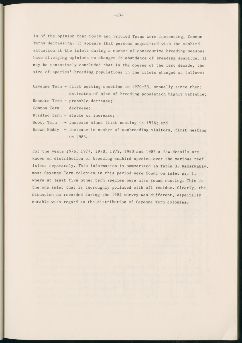 Z Report on 1984 survey of marine birds of Aruba, Netherlands Antilles - New Page