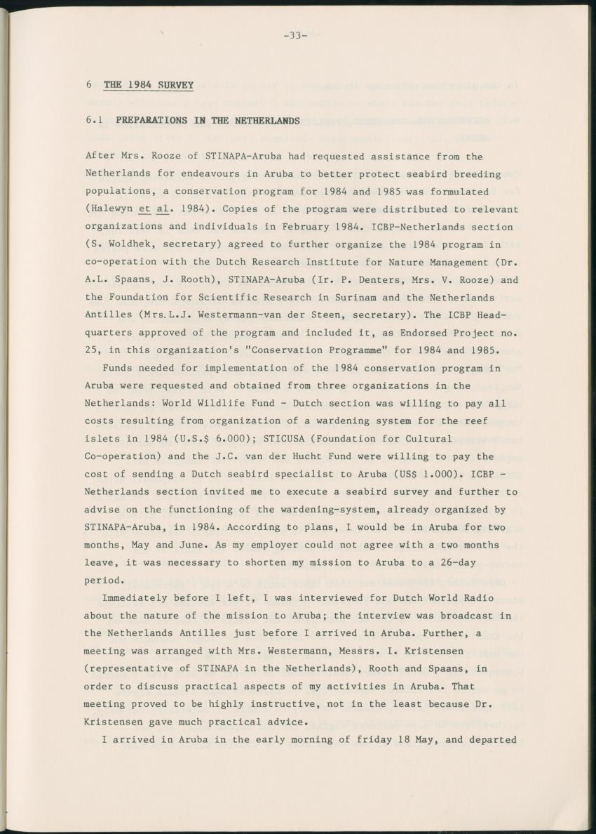 Z Report on 1984 survey of marine birds of Aruba, Netherlands Antilles - New Page