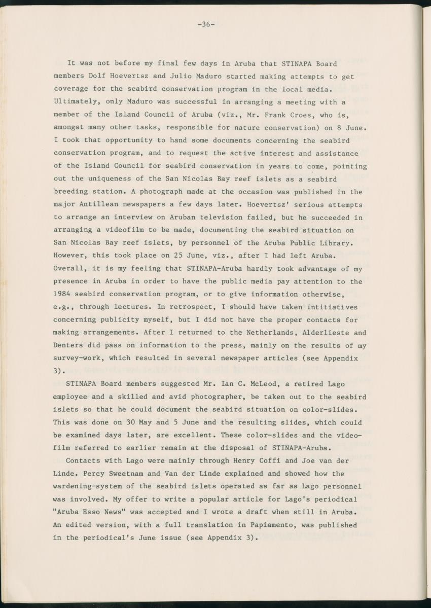 Z Report on 1984 survey of marine birds of Aruba, Netherlands Antilles - New Page