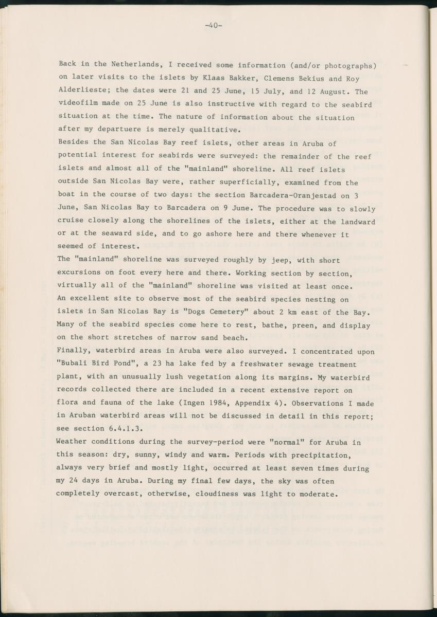 Z Report on 1984 survey of marine birds of Aruba, Netherlands Antilles - New Page