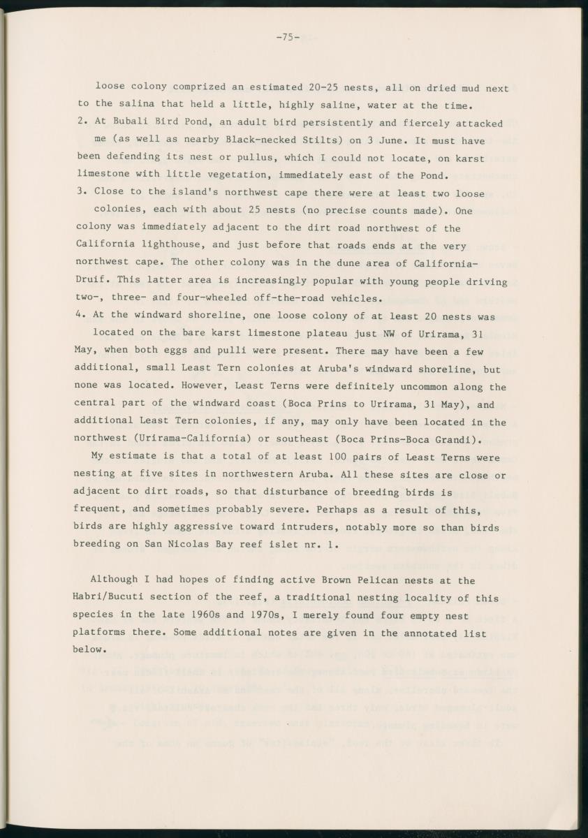 Z Report on 1984 survey of marine birds of Aruba, Netherlands Antilles - New Page