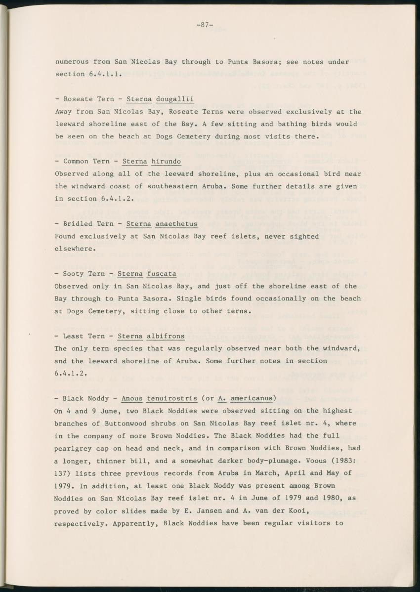 Z Report on 1984 survey of marine birds of Aruba, Netherlands Antilles - New Page