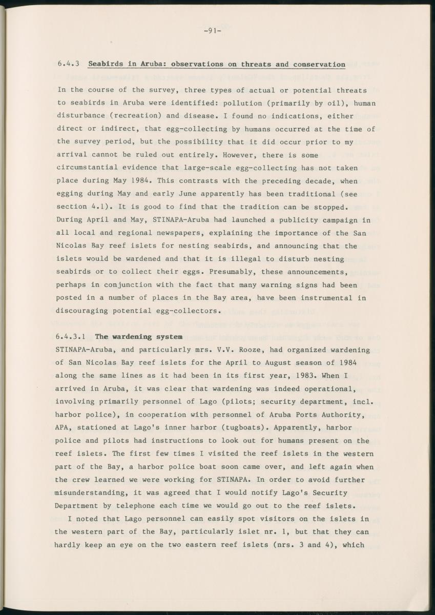 Z Report on 1984 survey of marine birds of Aruba, Netherlands Antilles - New Page