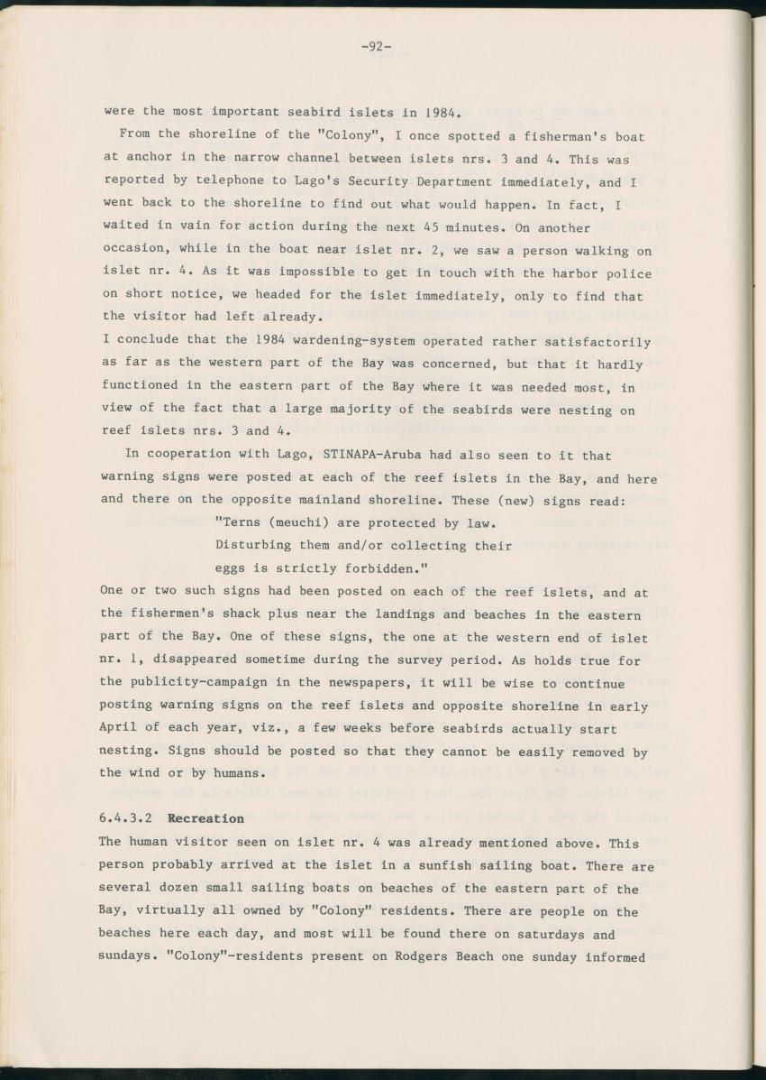 Z Report on 1984 survey of marine birds of Aruba, Netherlands Antilles - New Page