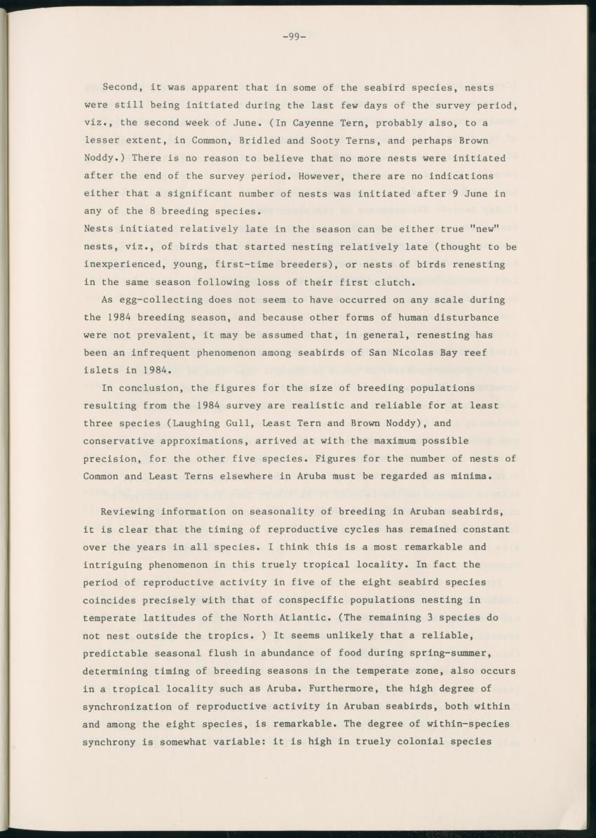Z Report on 1984 survey of marine birds of Aruba, Netherlands Antilles - New Page