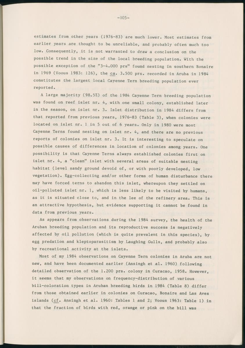 Z Report on 1984 survey of marine birds of Aruba, Netherlands Antilles - New Page