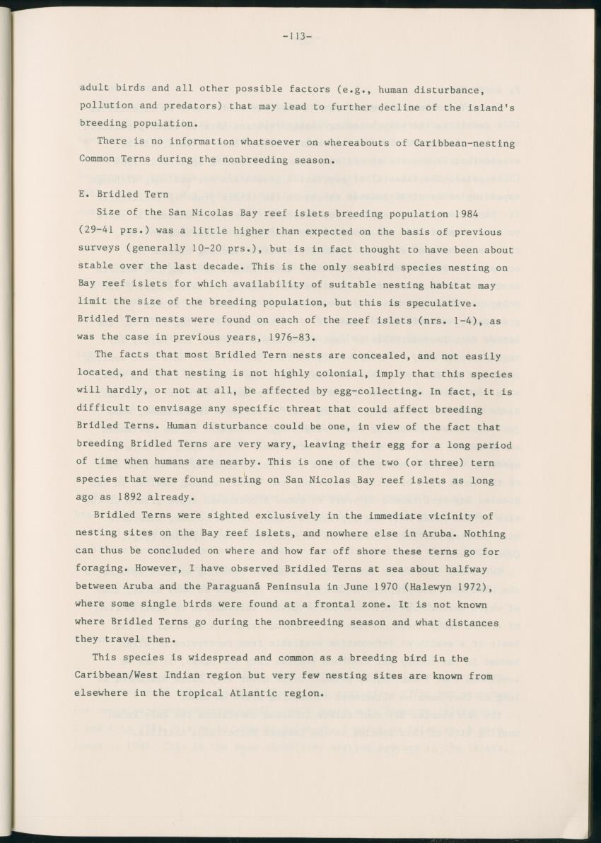 Z Report on 1984 survey of marine birds of Aruba, Netherlands Antilles - New Page