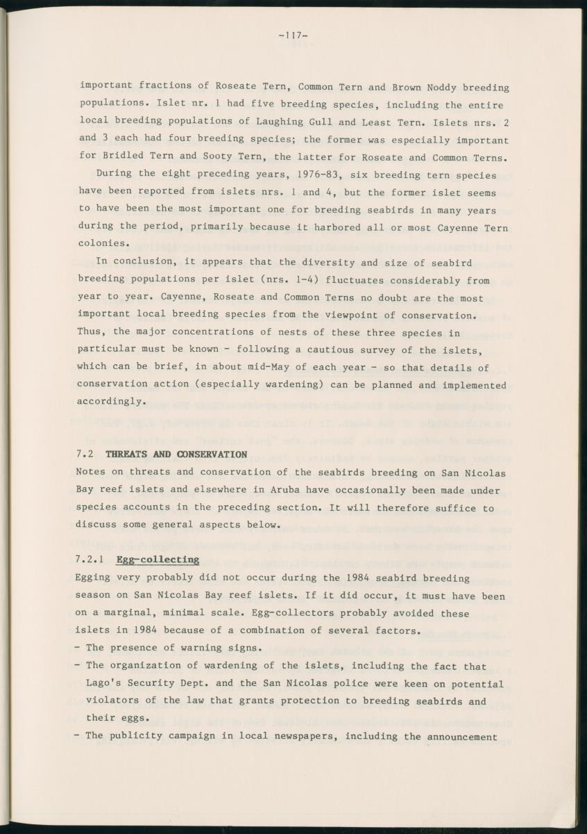 Z Report on 1984 survey of marine birds of Aruba, Netherlands Antilles - New Page