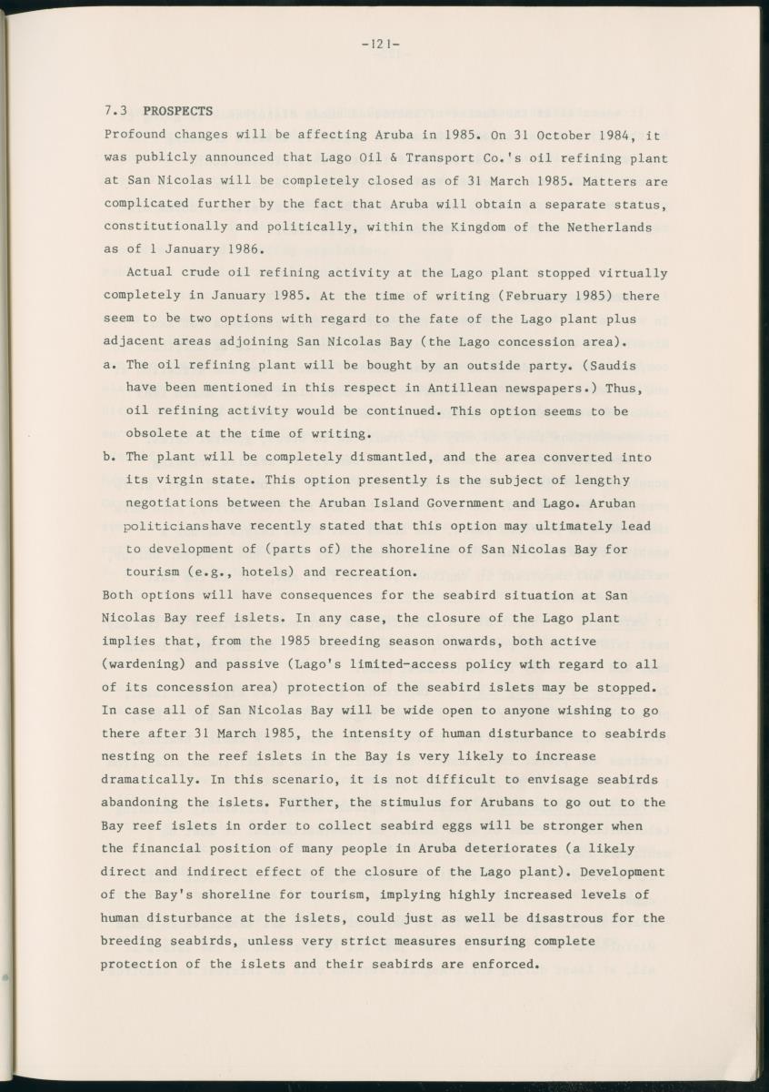 Z Report on 1984 survey of marine birds of Aruba, Netherlands Antilles - New Page