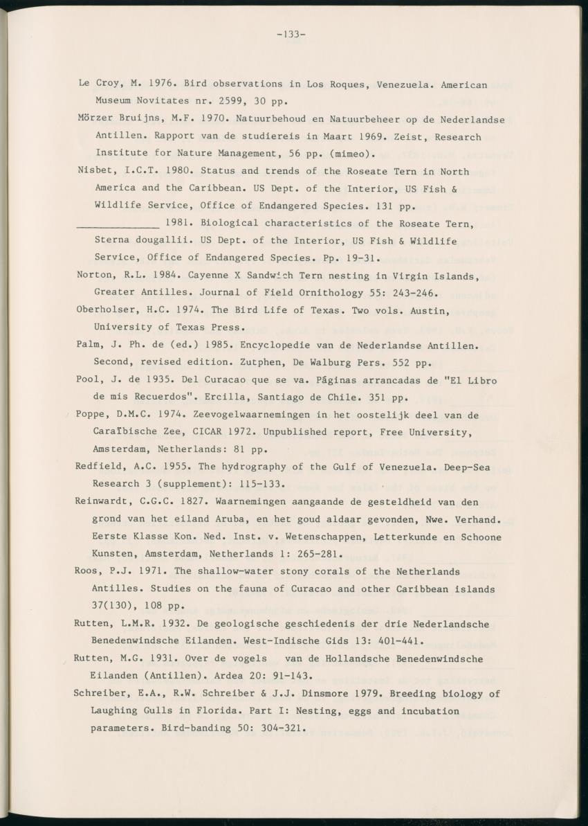 Z Report on 1984 survey of marine birds of Aruba, Netherlands Antilles - New Page