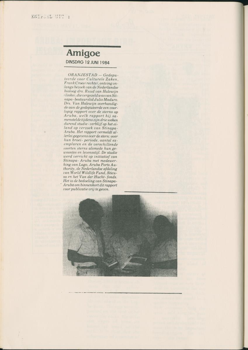 Z Report on 1984 survey of marine birds of Aruba, Netherlands Antilles - New Page