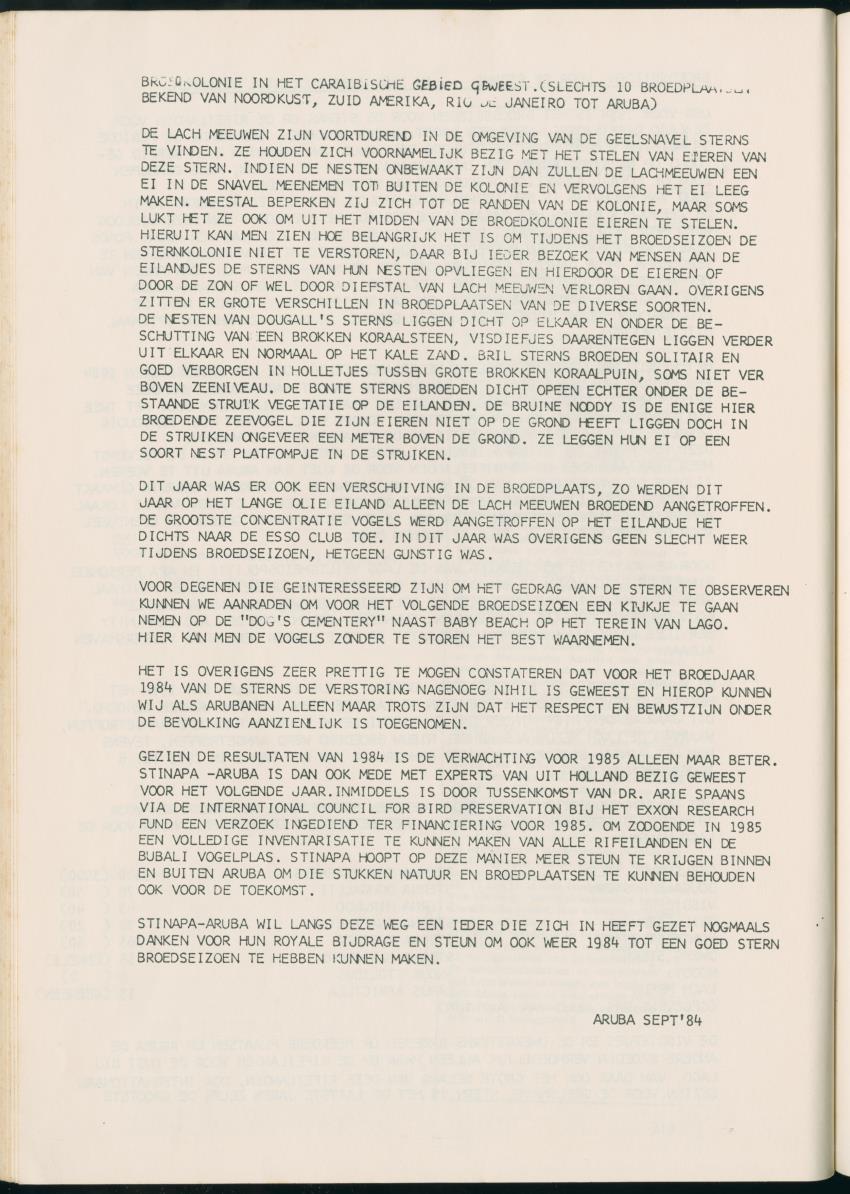 Z Report on 1984 survey of marine birds of Aruba, Netherlands Antilles - New Page