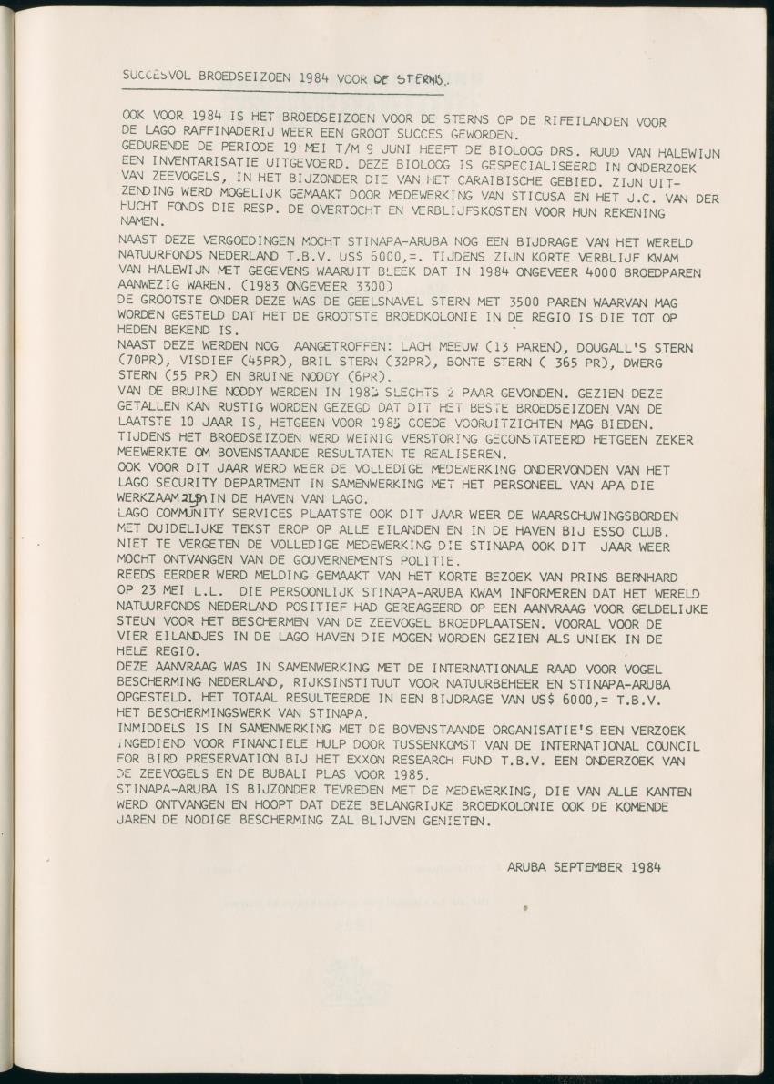 Z Report on 1984 survey of marine birds of Aruba, Netherlands Antilles - New Page