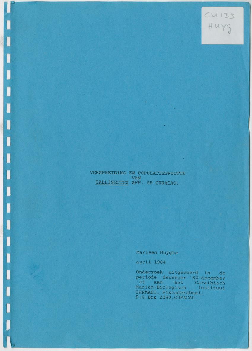 Z Verspreiding en populatiegrootte van Callinectes spp. Op Curacao - New Page