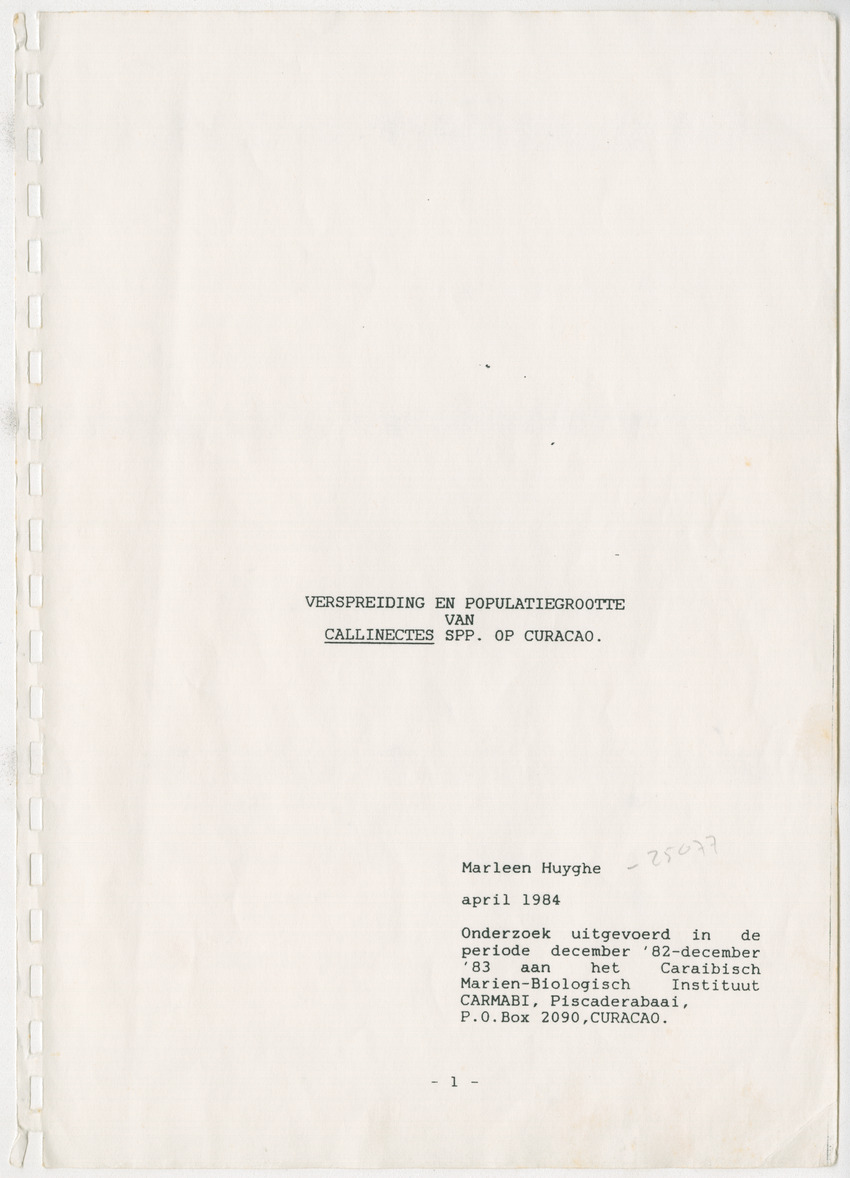 Z Verspreiding en populatiegrootte van Callinectes spp. Op Curacao - New Page