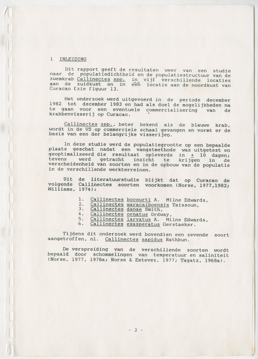 Z Verspreiding en populatiegrootte van Callinectes spp. Op Curacao - New Page