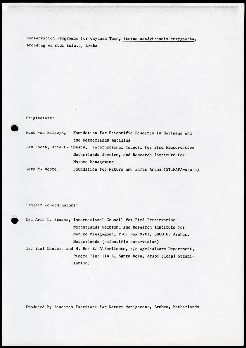 Marine birds of Aruba - Report on 1985 survey and conservation campaign - New Page