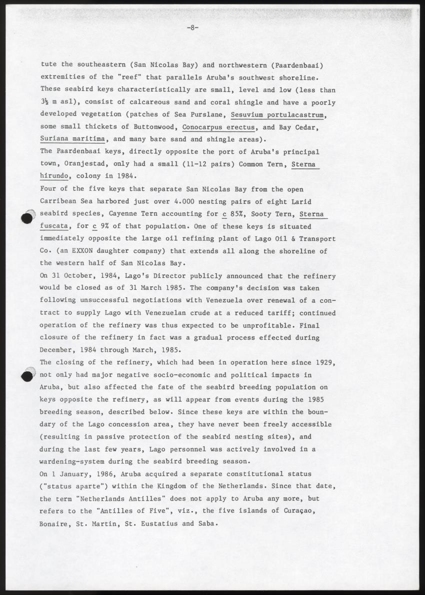 Marine birds of Aruba - Report on 1985 survey and conservation campaign - New Page