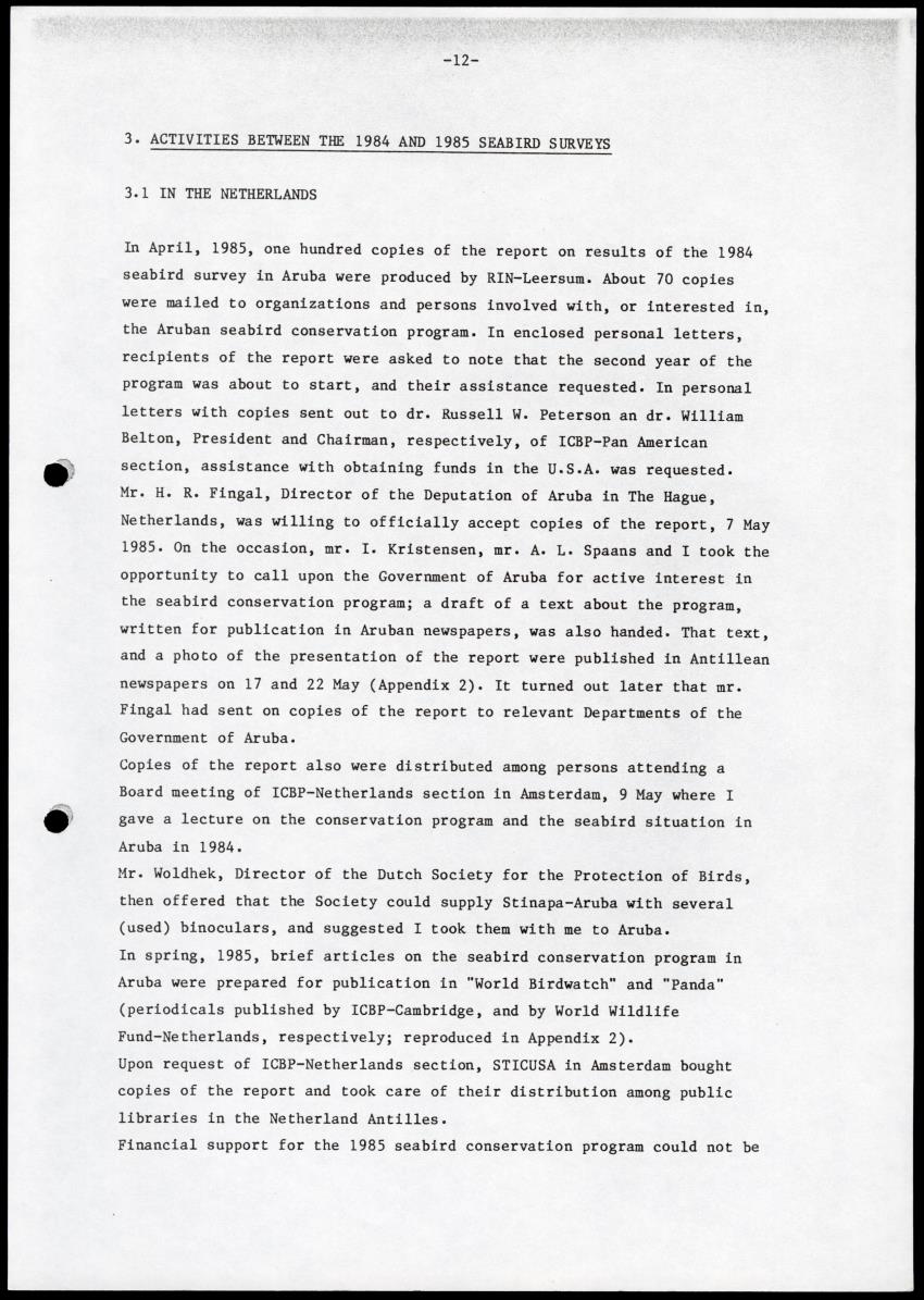 Marine birds of Aruba - Report on 1985 survey and conservation campaign - New Page