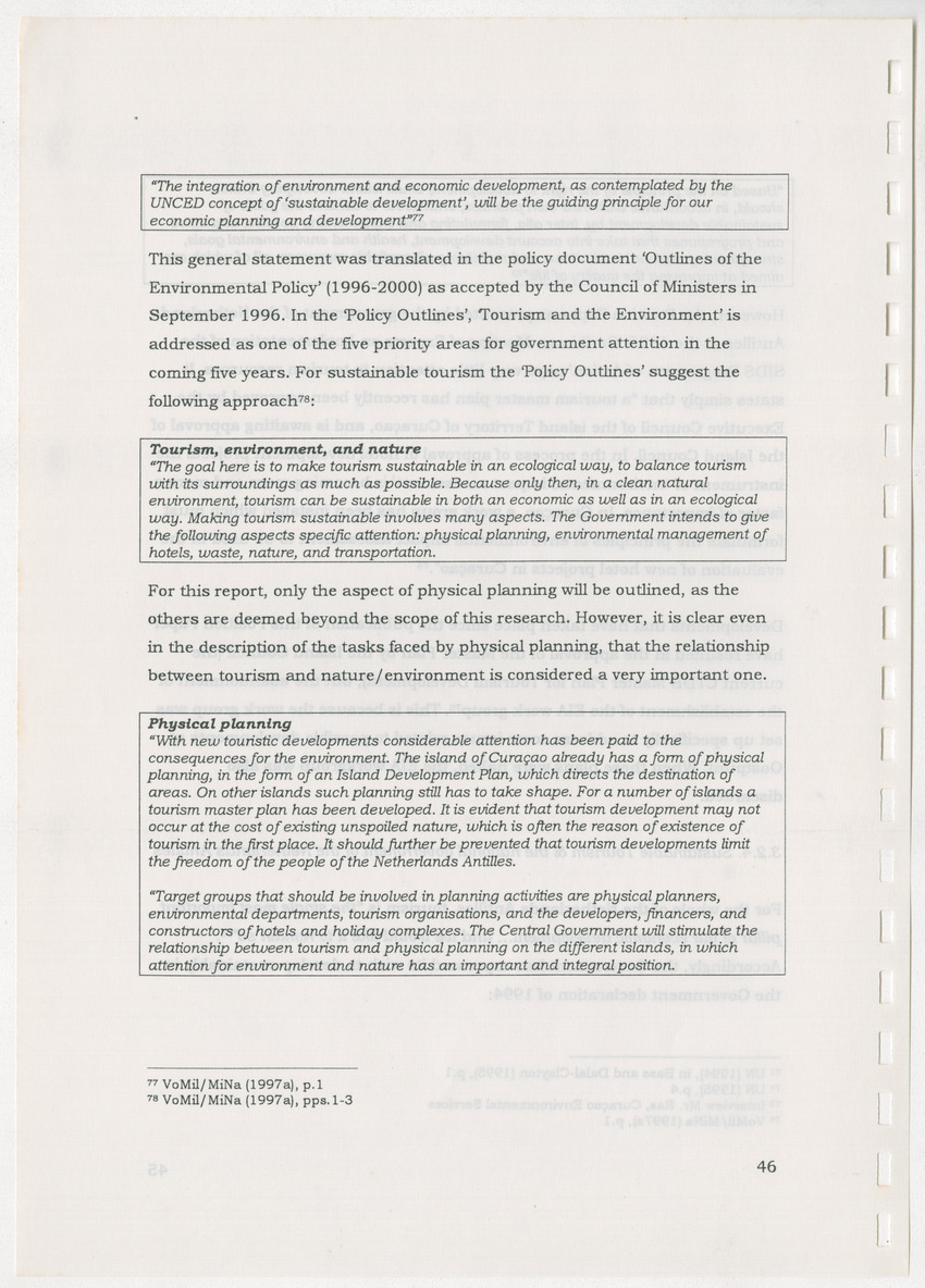 An Evaluation of the Spatial Distribution of Tourism Developments on Curcacao, as seen in the light of the Islandwide Development Plan - New Page