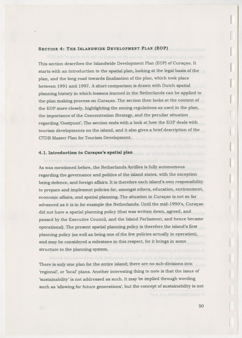 An Evaluation of the Spatial Distribution of Tourism Developments on Curcacao, as seen in the light of the Islandwide Development Plan - New Page