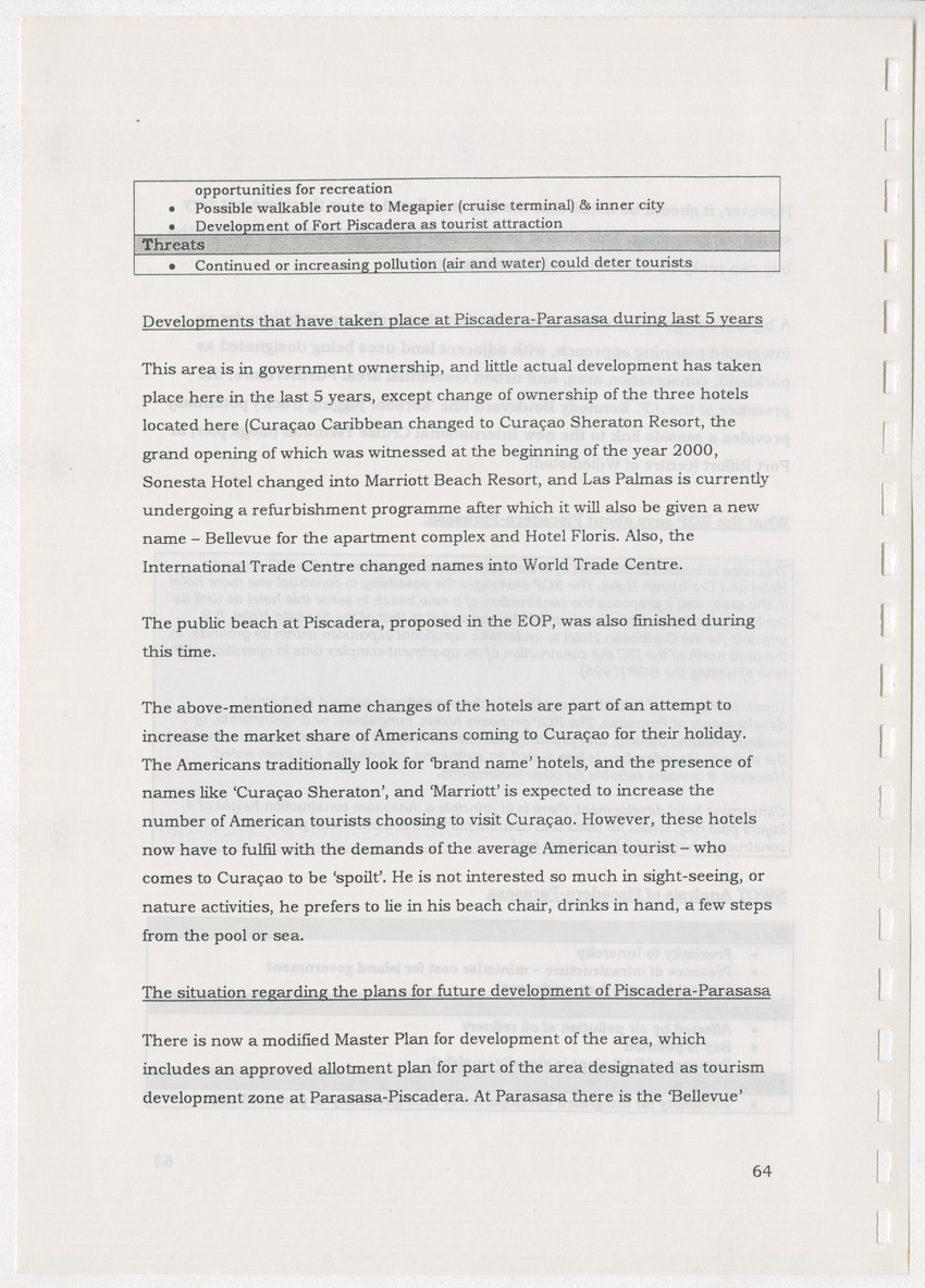 An Evaluation of the Spatial Distribution of Tourism Developments on Curcacao, as seen in the light of the Islandwide Development Plan - New Page