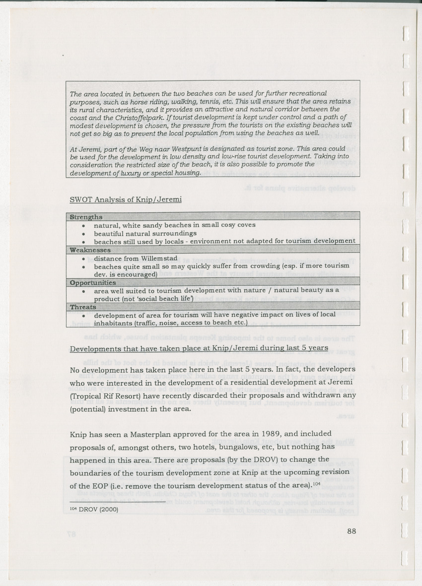 An Evaluation of the Spatial Distribution of Tourism Developments on Curcacao, as seen in the light of the Islandwide Development Plan - New Page