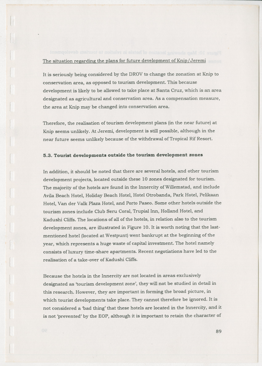 An Evaluation of the Spatial Distribution of Tourism Developments on Curcacao, as seen in the light of the Islandwide Development Plan - New Page