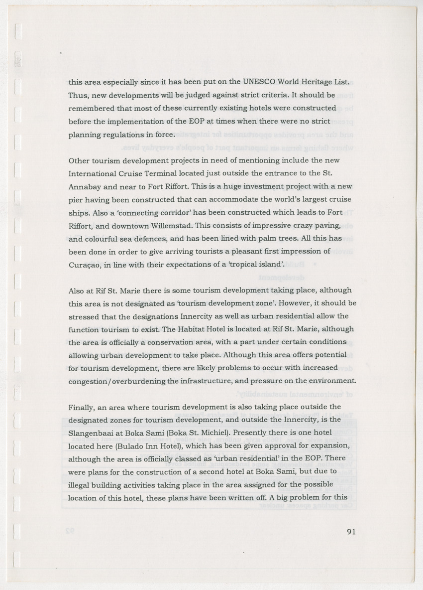 An Evaluation of the Spatial Distribution of Tourism Developments on Curcacao, as seen in the light of the Islandwide Development Plan - New Page