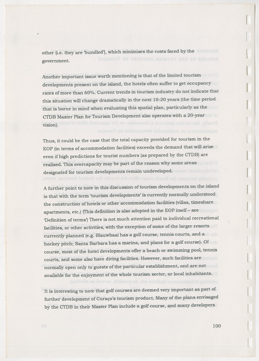 An Evaluation of the Spatial Distribution of Tourism Developments on Curcacao, as seen in the light of the Islandwide Development Plan - 