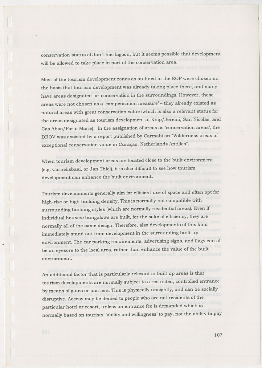An Evaluation of the Spatial Distribution of Tourism Developments on Curcacao, as seen in the light of the Islandwide Development Plan - 