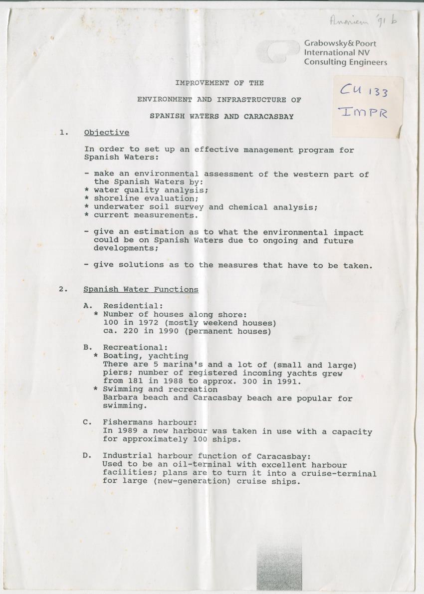 Improvement of the Environment and Infrastructure of Spanish Waters and Caracasbay - New Page