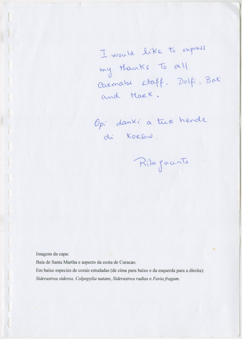 Coral population structure and partial mortality of scleractinian corals: Siderastrea sidera, Colpophyllia natans and Favia fragum. Comparison between inner bays and coral reefs - New Page