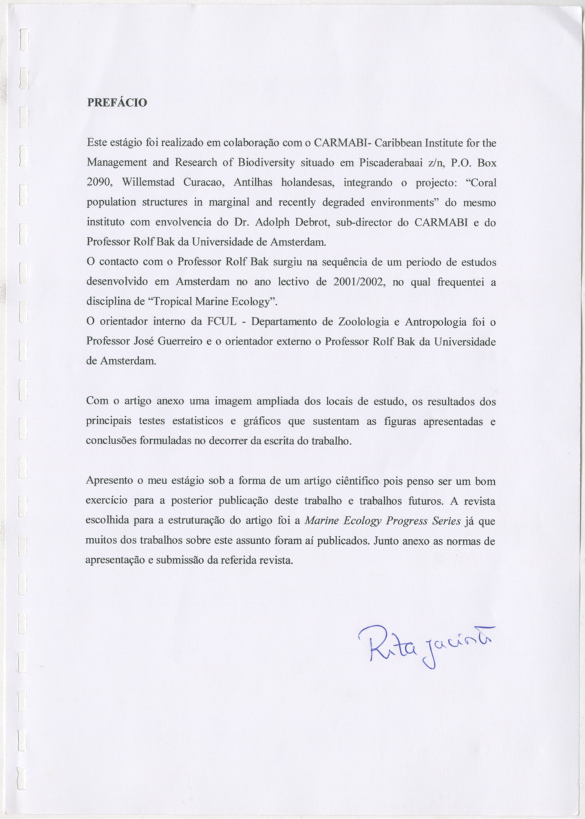 Coral population structure and partial mortality of scleractinian corals: Siderastrea sidera, Colpophyllia natans and Favia fragum. Comparison between inner bays and coral reefs - New Page