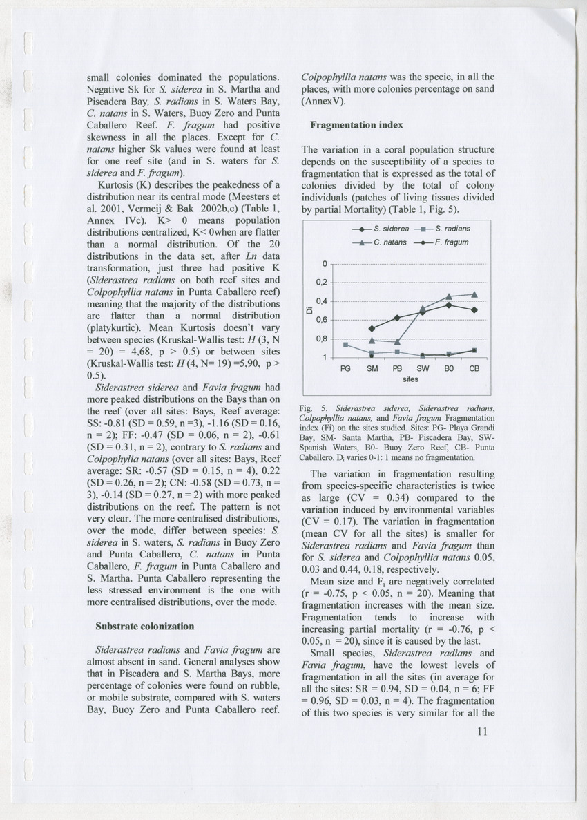 Coral population structure and partial mortality of scleractinian corals: Siderastrea sidera, Colpophyllia natans and Favia fragum. Comparison between inner bays and coral reefs - New Page