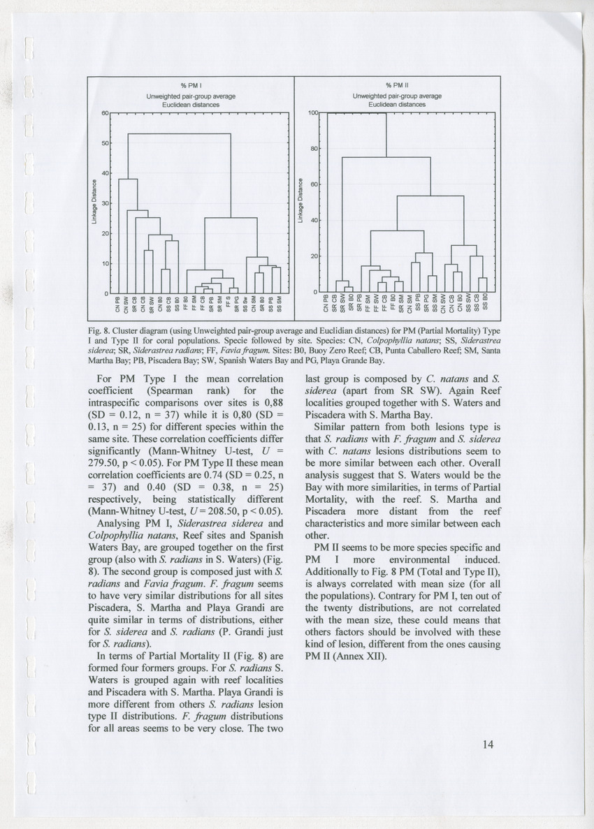 Coral population structure and partial mortality of scleractinian corals: Siderastrea sidera, Colpophyllia natans and Favia fragum. Comparison between inner bays and coral reefs - New Page