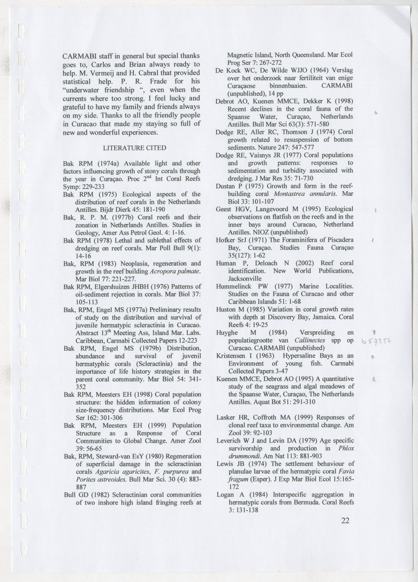 Coral population structure and partial mortality of scleractinian corals: Siderastrea sidera, Colpophyllia natans and Favia fragum. Comparison between inner bays and coral reefs - New Page