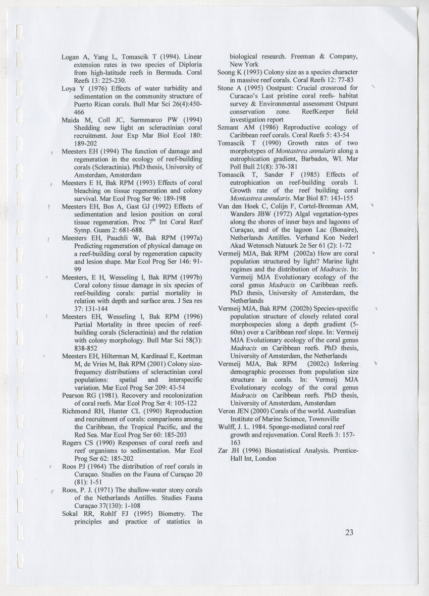 Coral population structure and partial mortality of scleractinian corals: Siderastrea sidera, Colpophyllia natans and Favia fragum. Comparison between inner bays and coral reefs - New Page
