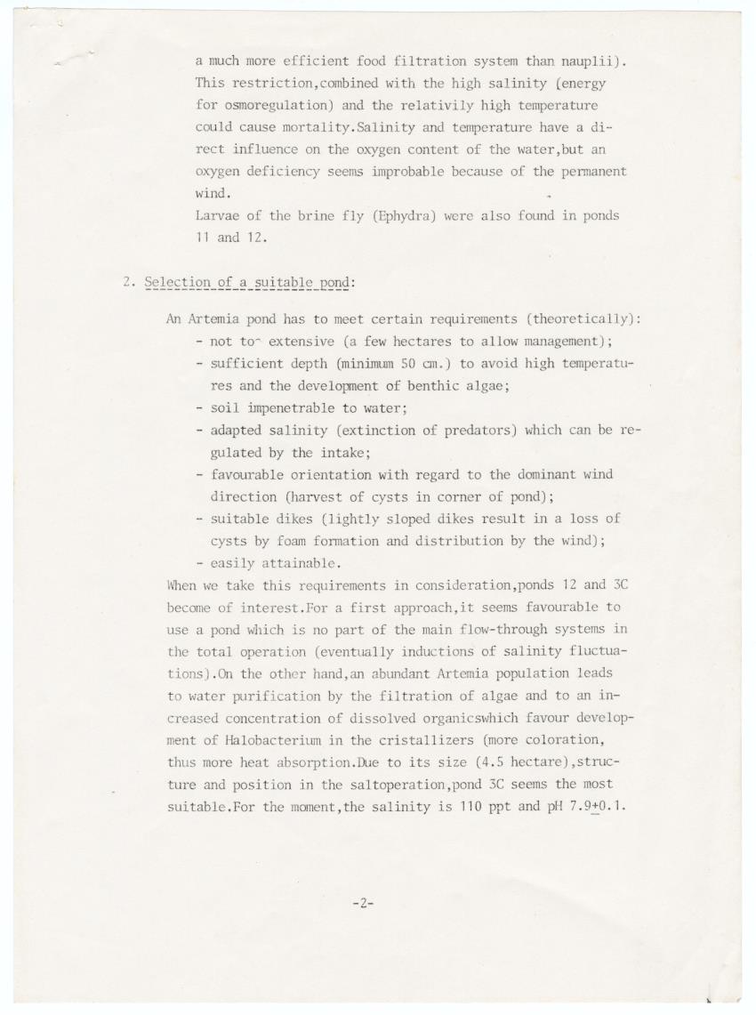 First evaluation of the possibility for an integrated and controlled production of Artemia in the solar salt company AISCO on Bonaire N.A. - New Page