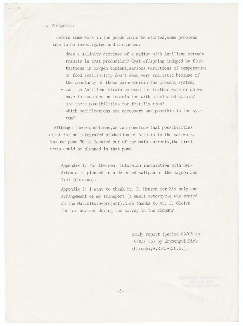 First evaluation of the possibility for an integrated and controlled production of Artemia in the solar salt company AISCO on Bonaire N.A. - New Page