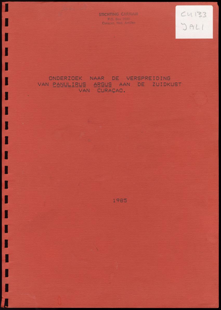 Onderzoek naar de verspreiding van Panulirus argus aan de zuidkust van Curacao - Page 1