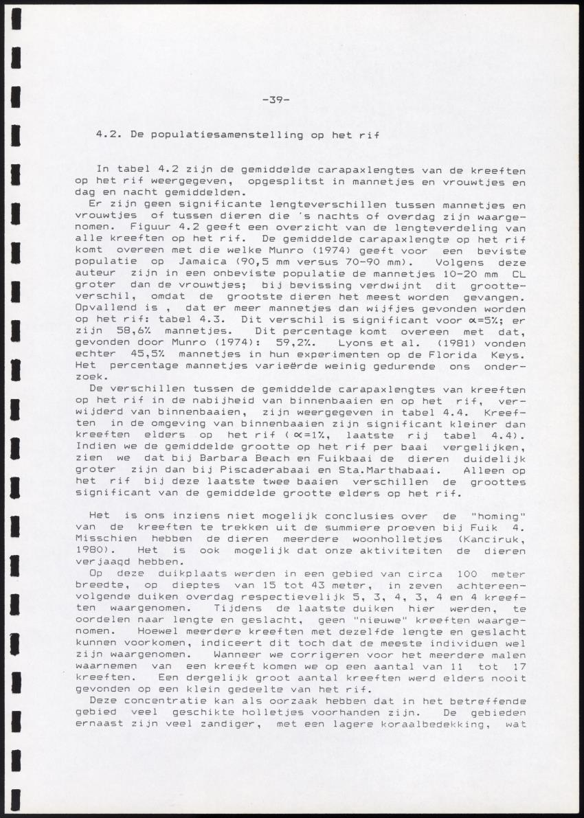 Onderzoek naar de verspreiding van Panulirus argus aan de zuidkust van Curacao - Page 39