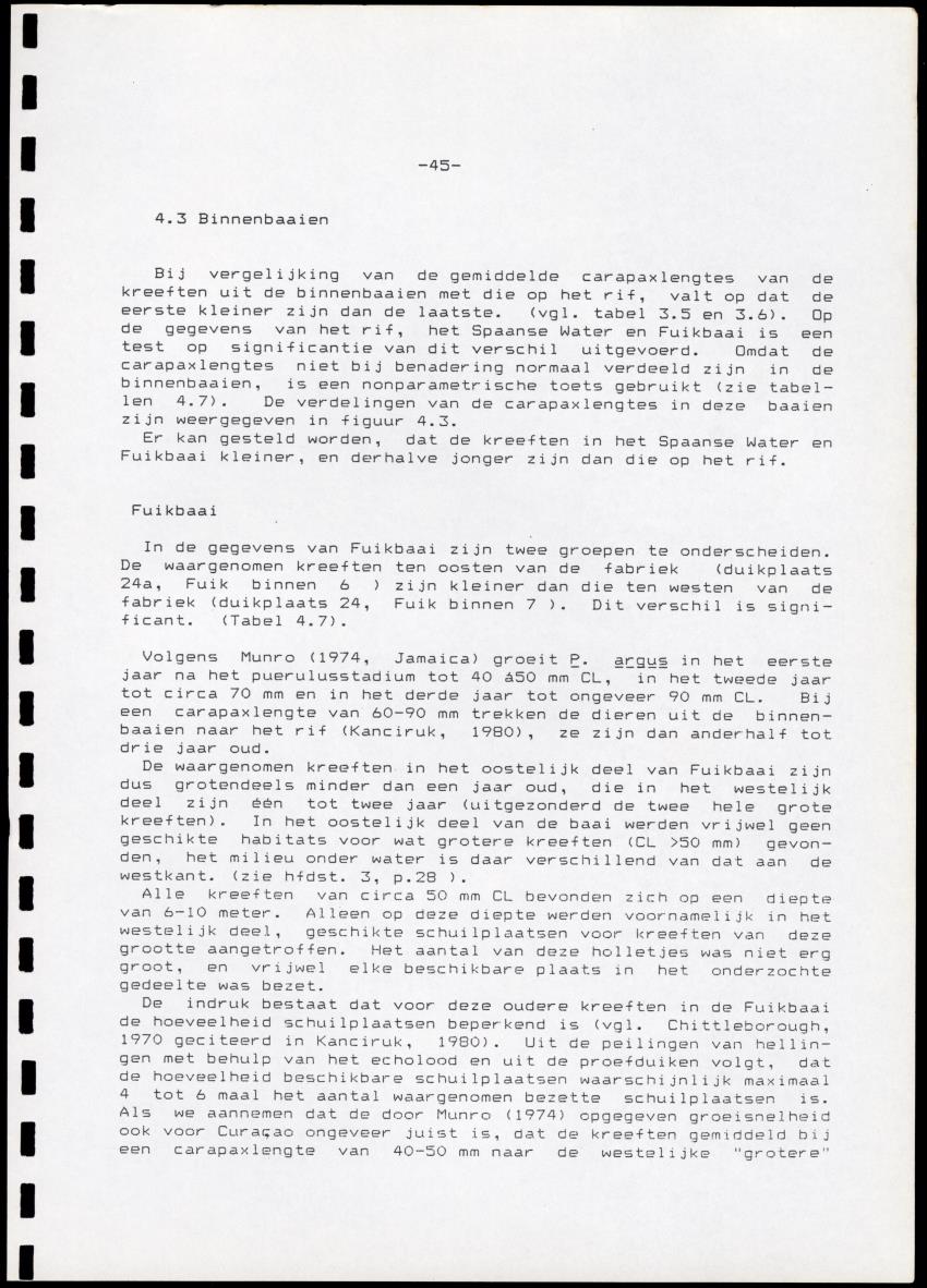 Onderzoek naar de verspreiding van Panulirus argus aan de zuidkust van Curacao - Page 45