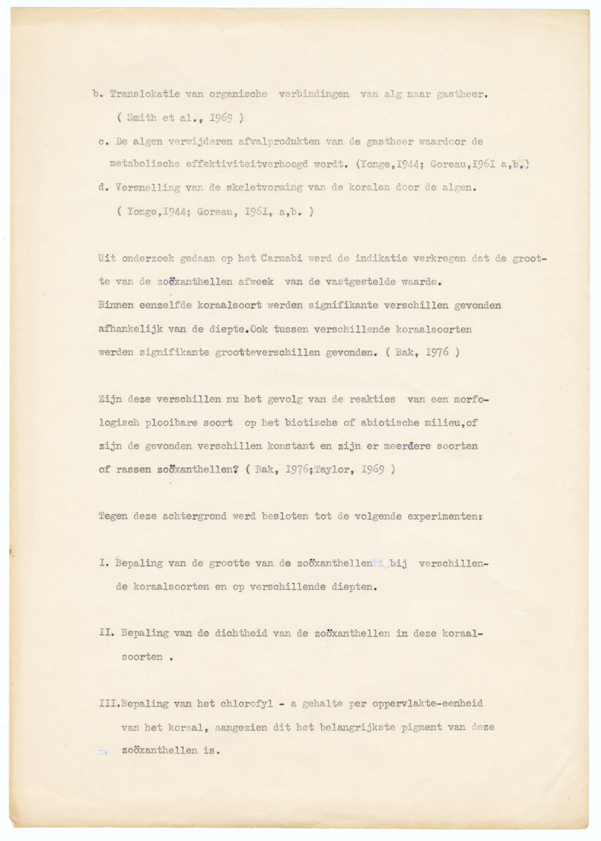 Grootte, Dichtheid en Chlorophylgehalte van de zooxanthellen van de koralen Agaricia agaricites en Meandrina meandrites - New Page