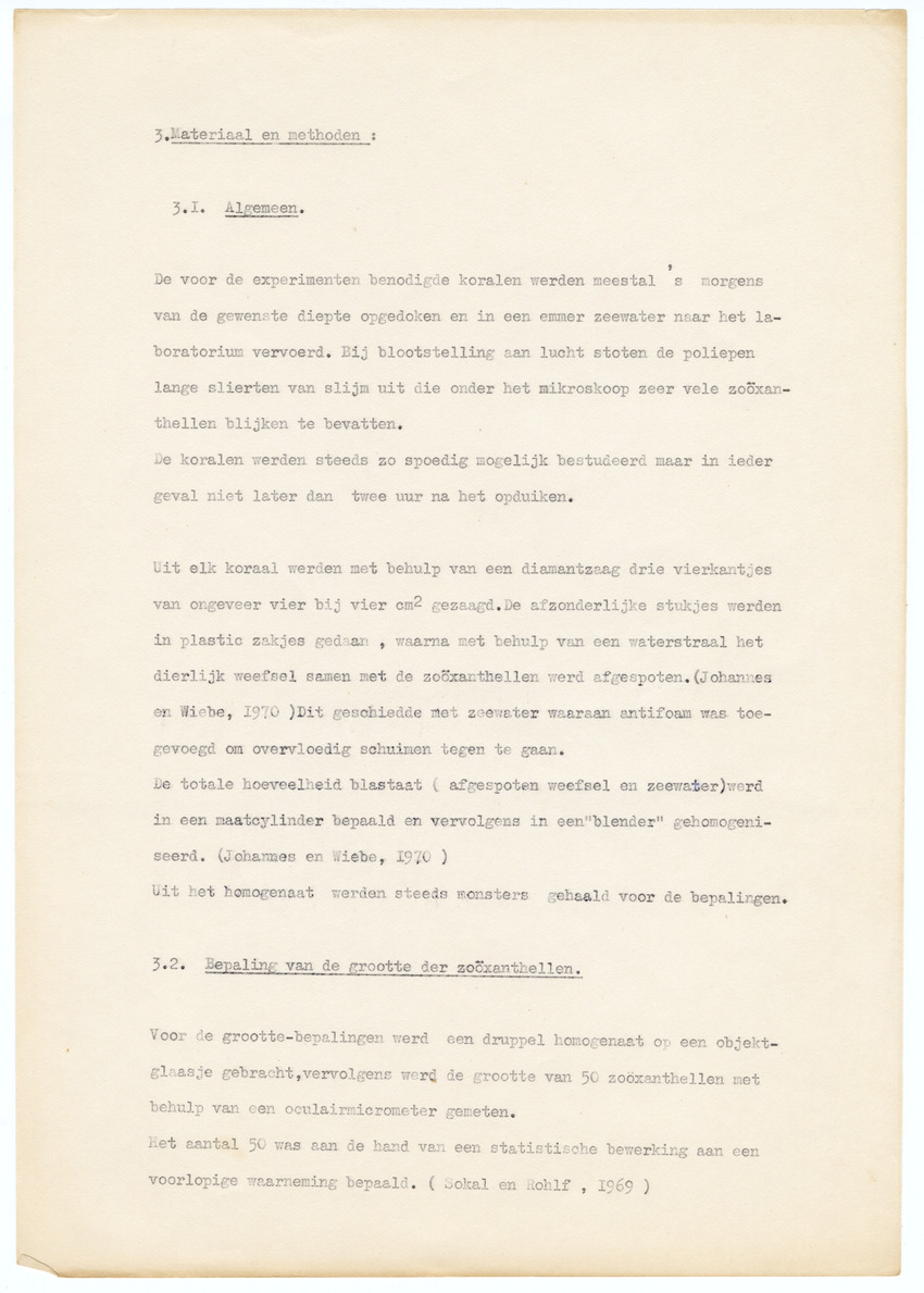 Grootte, Dichtheid en Chlorophylgehalte van de zooxanthellen van de koralen Agaricia agaricites en Meandrina meandrites - New Page