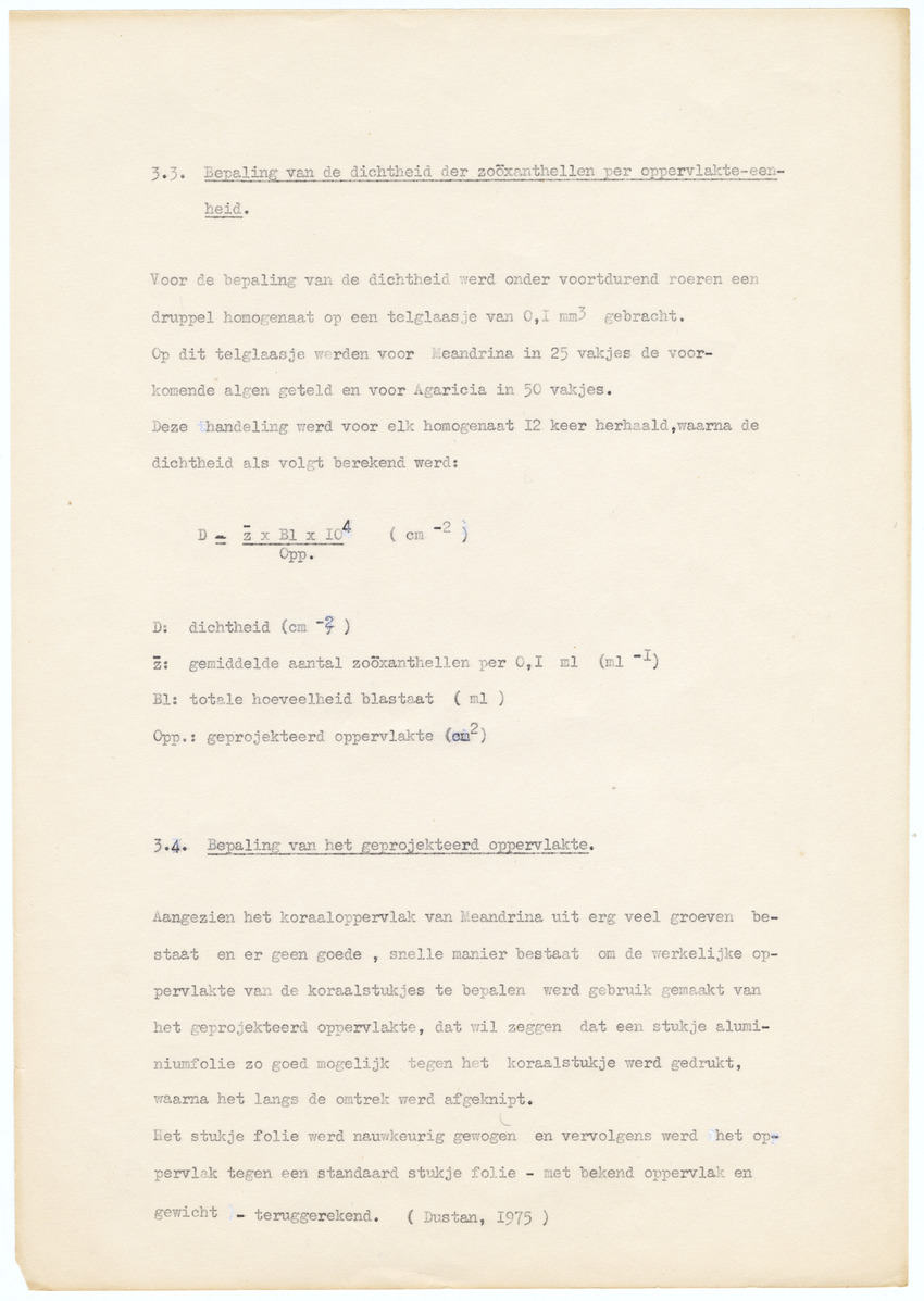 Grootte, Dichtheid en Chlorophylgehalte van de zooxanthellen van de koralen Agaricia agaricites en Meandrina meandrites - New Page