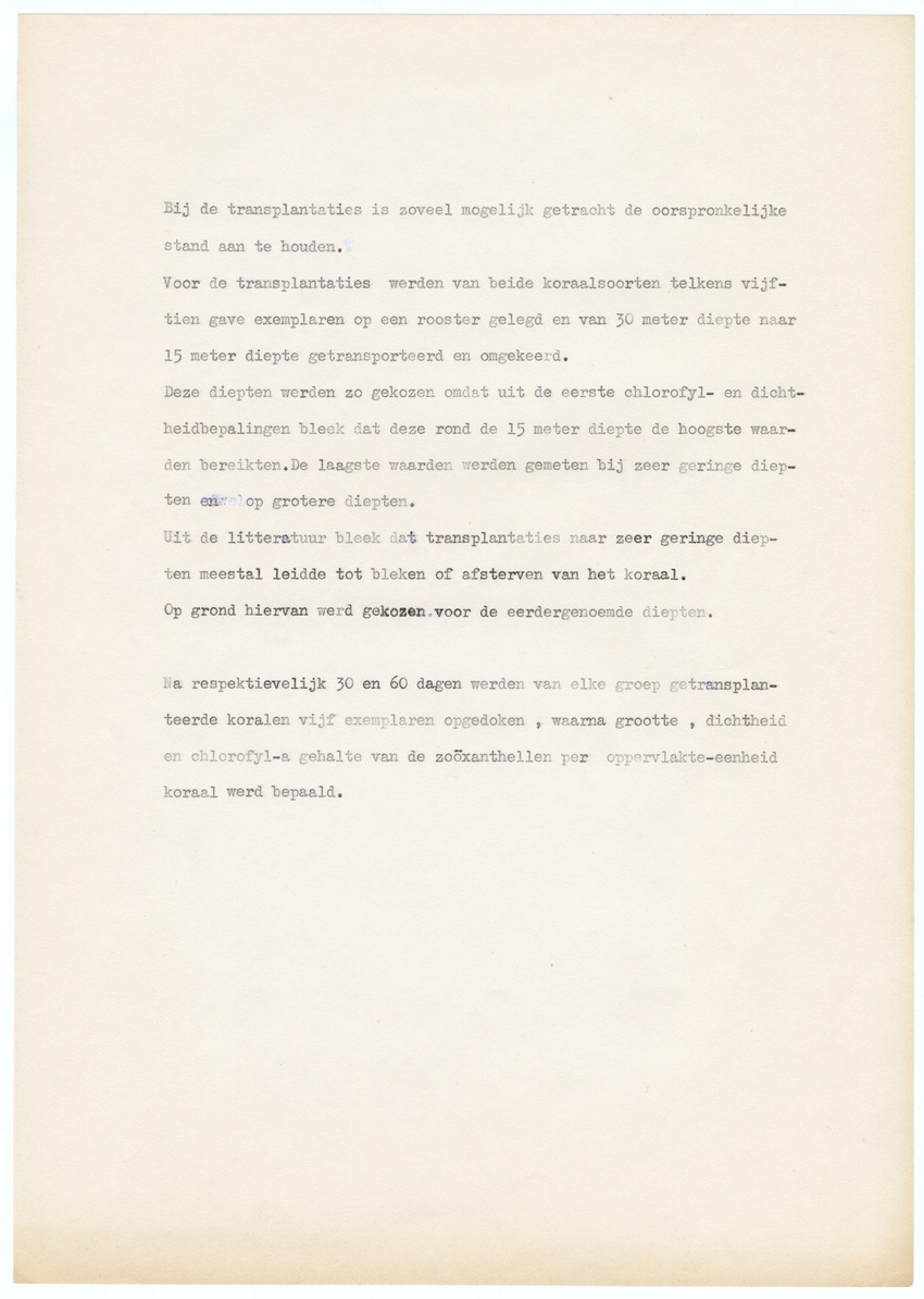 Grootte, Dichtheid en Chlorophylgehalte van de zooxanthellen van de koralen Agaricia agaricites en Meandrina meandrites - New Page