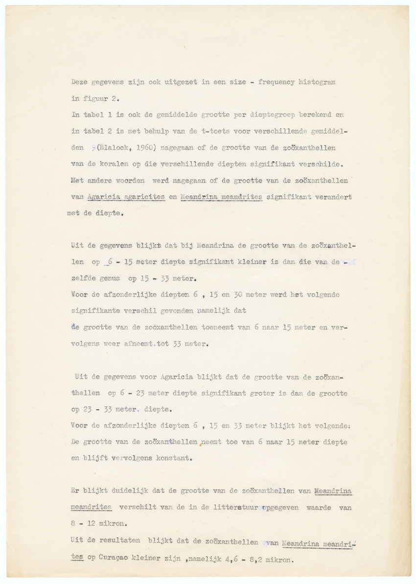 Grootte, Dichtheid en Chlorophylgehalte van de zooxanthellen van de koralen Agaricia agaricites en Meandrina meandrites - New Page