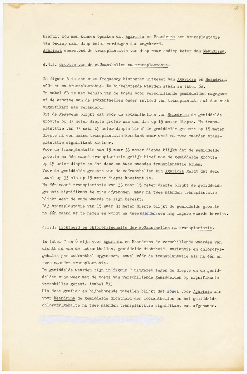 Grootte, Dichtheid en Chlorophylgehalte van de zooxanthellen van de koralen Agaricia agaricites en Meandrina meandrites - New Page