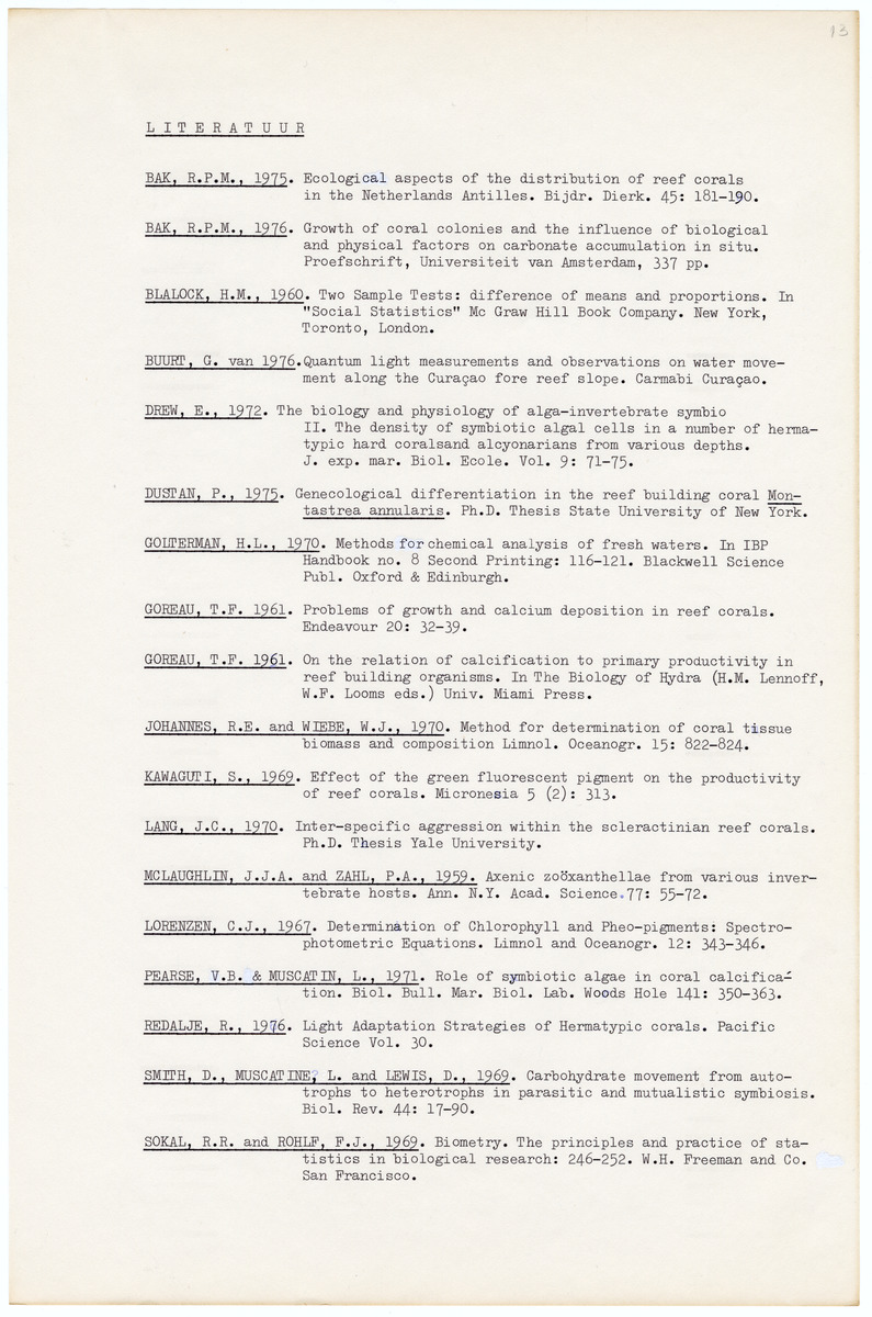 Grootte, Dichtheid en Chlorophylgehalte van de zooxanthellen van de koralen Agaricia agaricites en Meandrina meandrites - New Page